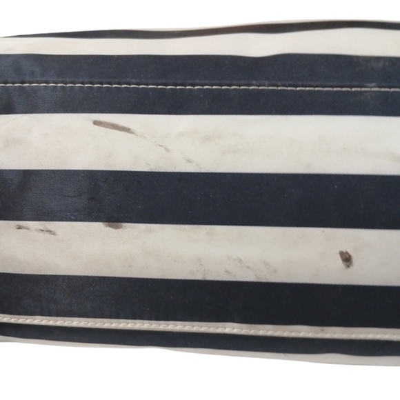 Kate Spade New York Black and White Striped Nylon Tote Shoulder Bag, - Picture 12 of 15